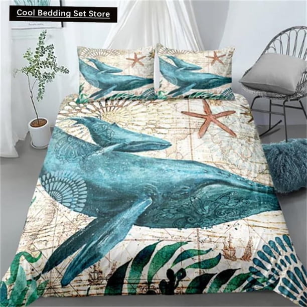 Hot Dolphin Bedding Sets Anime Sea HD Dolphin Bedspread for Teens Girls Fashion Twin Full Size Duvet Cover Bed Sheets