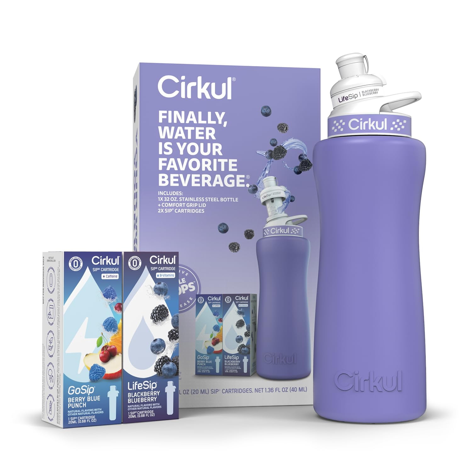 Botella De Agua Cirkul Matte Periwinkle De Acero Inoxidable 950 Ml