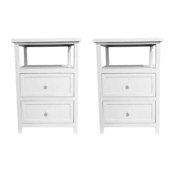 Set 2 Veladores Dormitorio Pallavicini 2 Cajones Blanco