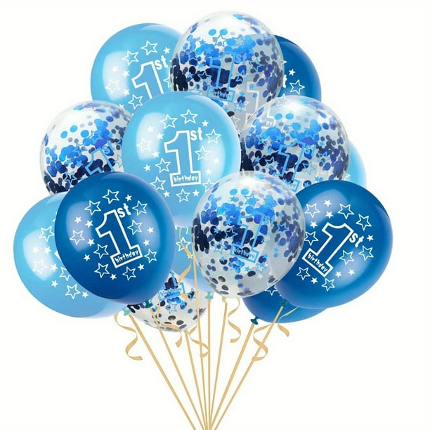 12pcs, 1 Year Old Balloon Confetti Set Baby Shower Birthday Party Decoration, Birthday Photo Prop, Birthday Party Anniversary Party Scene Decor Arrangement, Room Decor, Indoor Decor
