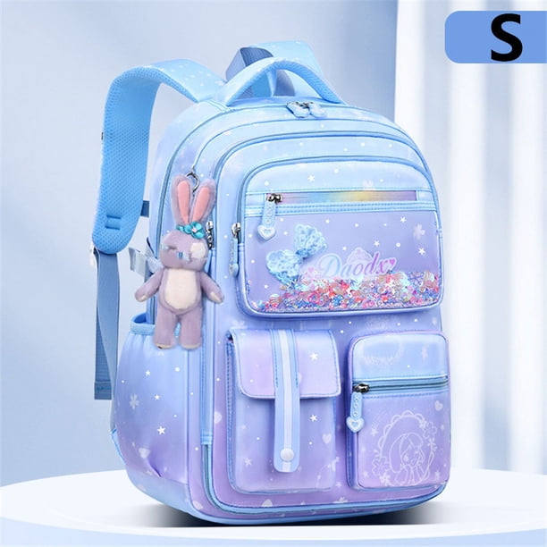 Primary Bow Knot Schoolbag With Rabbit Pendant For Girls Orthopaedics Kids Backpack Kawaii Waterproof School bag Nylon Backpacks