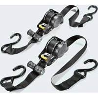 Genérico - 2Pcs Correa/Eslinga Amarre Retráctil 2,5Cmx3.3M Negro