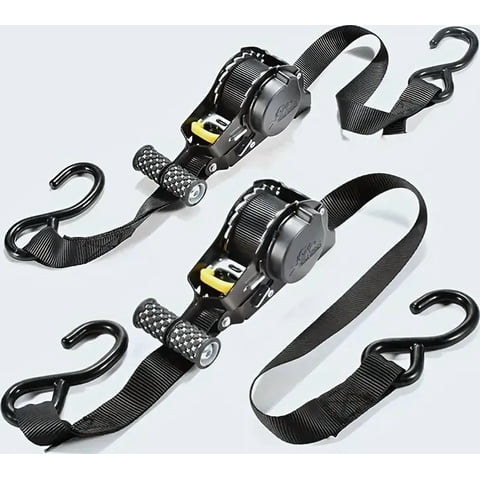 Genérico - 2Pcs Correa/Eslinga Amarre Retráctil 2,5Cmx3.3M Negro