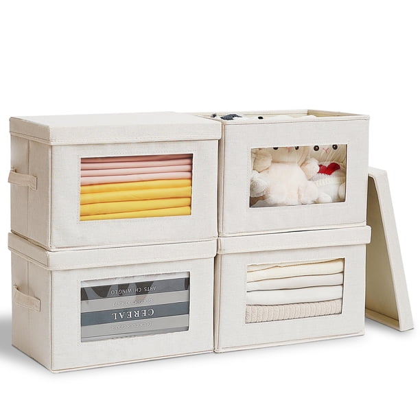 Cajas de almacenamiento ITYLIFE CITYLIFE Cube, armario con tapas, paquete de 4 unidades, color beige