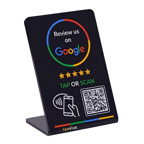 Soporte TapFive NFC y QR para Reseñas de Google - Negro