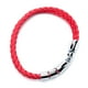 thumbnail image 2 of Pulsera hombre dijes acero triple cuero trenzado rojo, 2 of 6