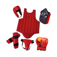 Magideal - Equipo De Protección De Sparring, Equipo De Protección De Boxeo, Transpirable Con Guantes, Casco, Equipo Sanda, Conjunto Para Entrenamiento Deportivo Rojo S