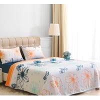 Sábanas De Polar Composé 2 Plazas /Flor Blanco Coral Azul – Doral