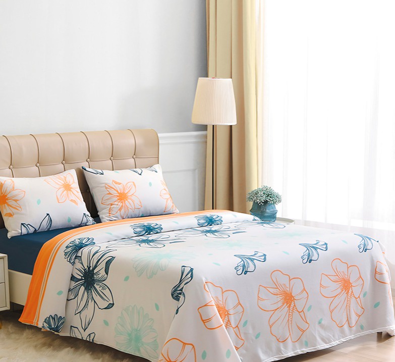 Sábanas De Polar Composé 2 Plazas /Flor Blanco Coral Azul – Doral