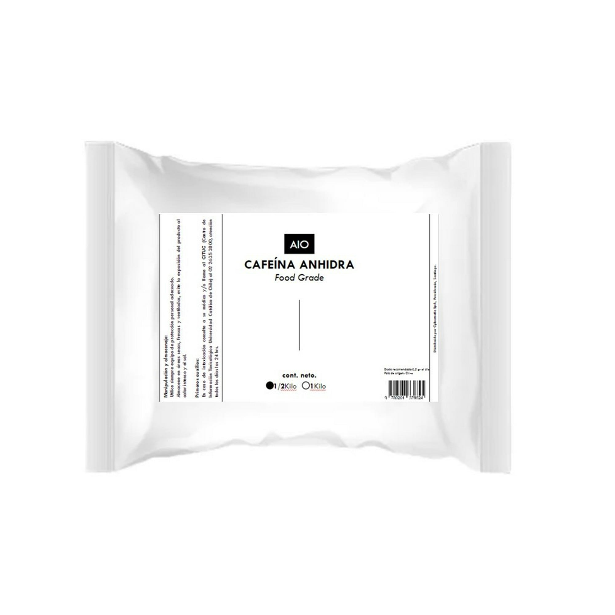 Aio - Cafeína Anhidra En Polvo 1/2 Kilo Alta Calidad