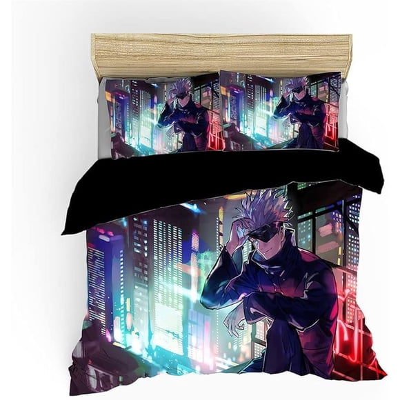 3 Pie-ce Set B-ding Linen- Set -- Jujutsu Kaisen P-rinted- Beddin-g Pillo-w Duvet Cover Qu-ilt Set La-rge- Bed Quilt Coverc-38Twin-68 x 86"/172*218cm"