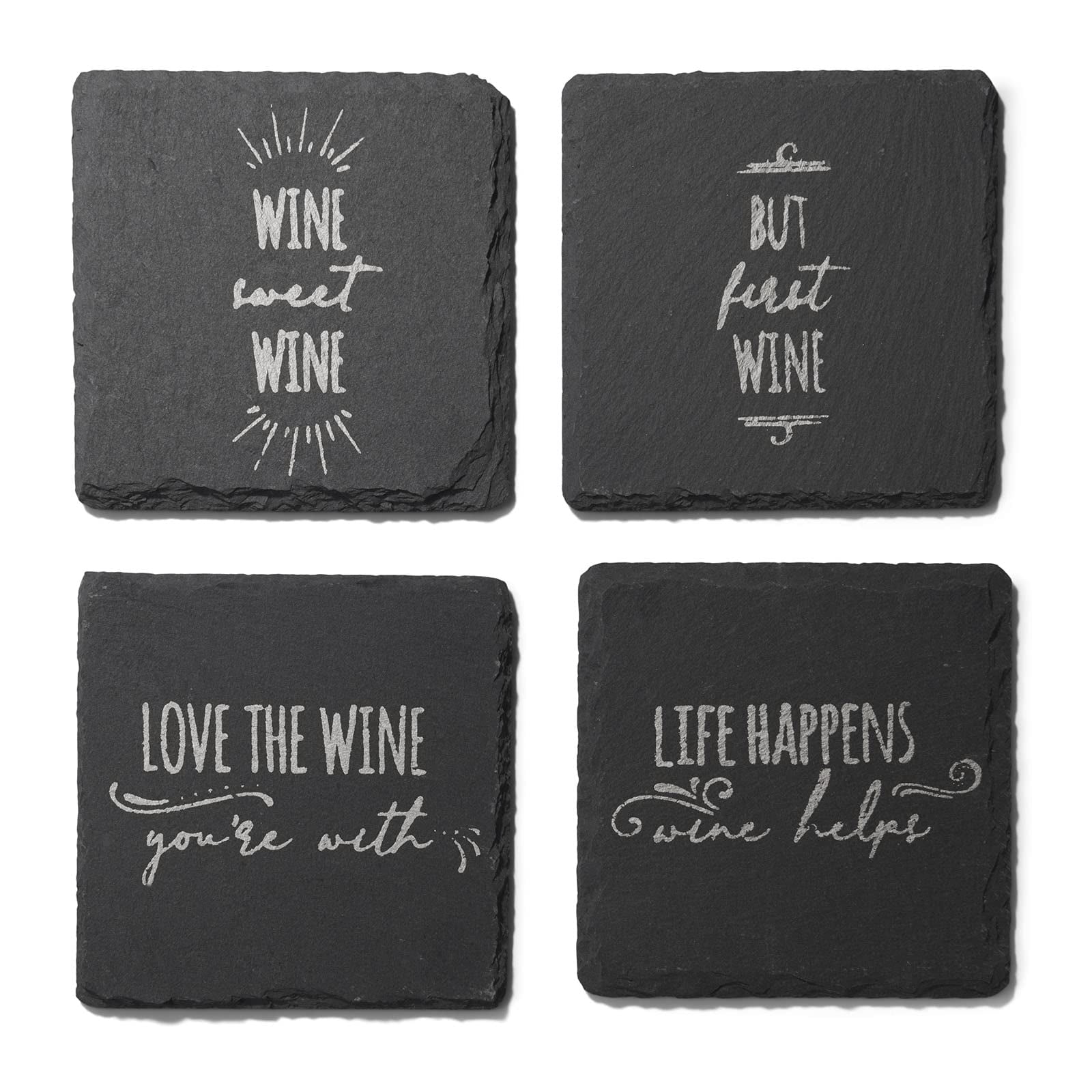 Juego De 4 Pizarras Coasters American Atelier, Color Plateado, 10 X 10 Cm
