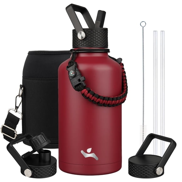 Botella de agua térmica Konokyo de 3 L de acero inoxidable rojo