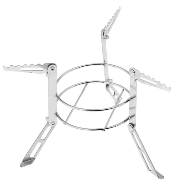 Soporte Para Estufa De Alcohol Camping - Acero Inoxidable - Forma Cruzada Plegable
