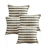 Genérico - Set De 4 Fundas De Cojin 45Cmx45Cm A Rayas Beige Con Verde