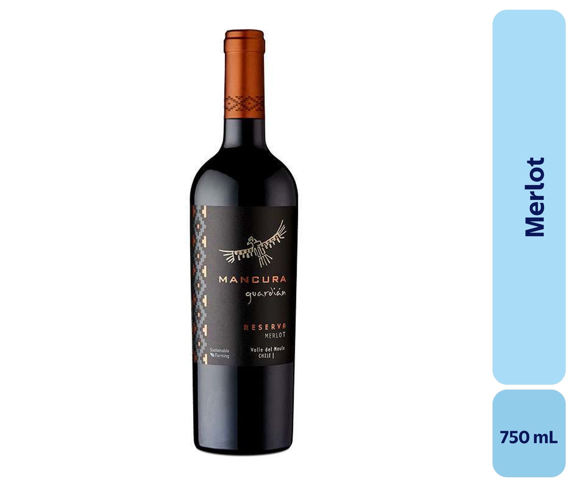 Vino Merlot Botella 750 mL Mancura