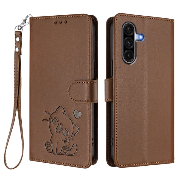 Samsung Galaxy A17 Funda Billetera con Ranuras para Tarjetas, Marrón