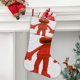 thumbnail image 2 of Elmo Tema: Calcetines de Navidad, fino lino blanco para colgar en escaleras y chimenea, decoración navideña para el hogar, regalo de Navidad. 45cm × 32cm, 2 of 5