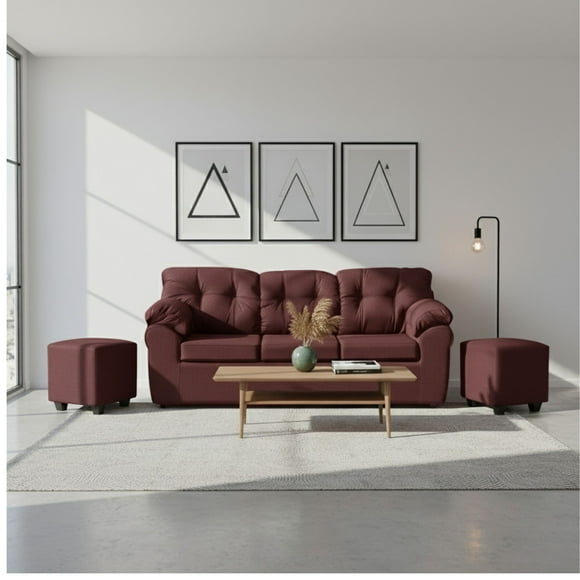 Living Polonia 3C+2 Pouf Tela Burdeo