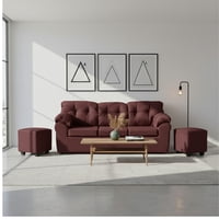 Deco Outlet Gm - Living Polonia 3C+2 Pouf Tela Burdeo