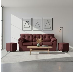 Deco Outlet Gm - Living Polonia 3C+2 Pouf Tela Burdeo