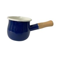 Magideal - Mini Cacerola Para De 17 , Cacerola Pequeña Para Sopa, Utensilios De Cocina Pequeños Multiusos Con Mango De Madera Para Té, Agua Hirviendo, Azul