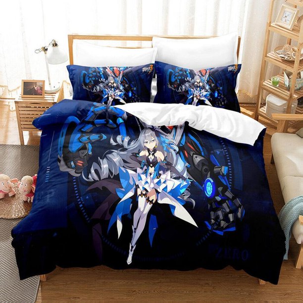 Honkai Impact Cartoon Girls Quilt Duvet Cover Set Doona Cover Comforter Cover3-Piece Bedding Set