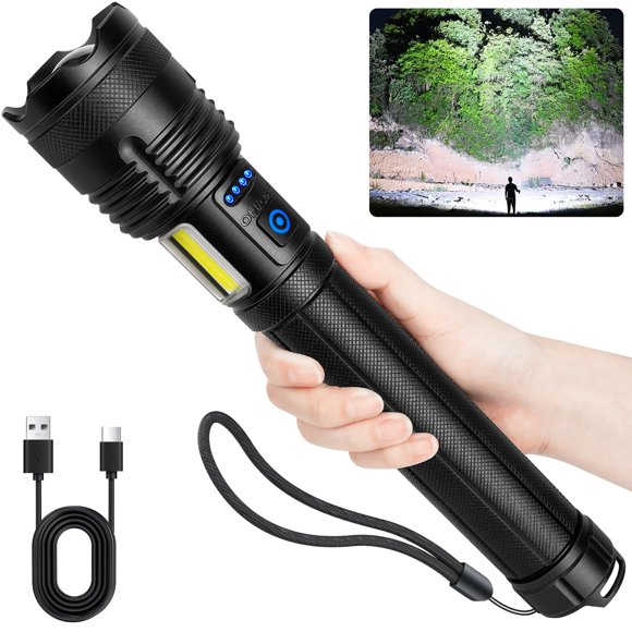 Linterna MILAOSHU de 90000 lúmenes, 10000 mAh, impermeable IPX7
