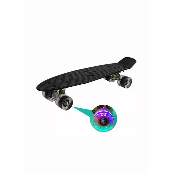 Skate Penny patineta ruedas LED niños, negro