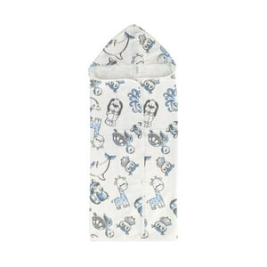 Teka - Toalla Capucha De Algodón Estampada Bichos Azules - 75 X 90Cm - 300 G/M²