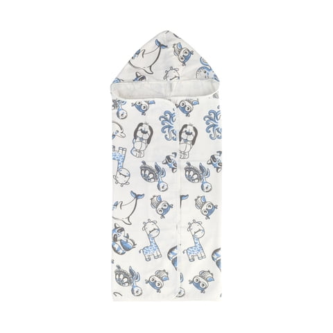 Teka - Toalla Capucha De Algodón Estampada Bichos Azules - 75 X 90Cm - 300 G/M²