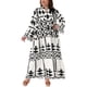 thumbnail image 1 of Agnes Orinda Disfraces de Halloween para Mujer Tallas Grandes Vestido Bohemio Patrón Geométrico Suelto con Botones Mangas Acampanadas Largas en Capas Casual de Otoño Línea A Vestido Maxi 4X Negro, 1 of 6