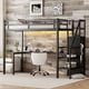 thumbnail image 2 of Twin XL Size Loft Bed with L-shaped Desk and USB, Metal Loft Bed with Wardrobe and Adjustable Shelf, High Loft Bed with LED for Kids Teens Adults, Black, 2 of 3