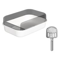 Magideal - Inodoro Con Bandeja De Arena Para Mascotas Superior Abierta, Fácil De Limpiar, Antiadherente De Baño Profundo Con Recipiente Para Cuchara, , Blanco
