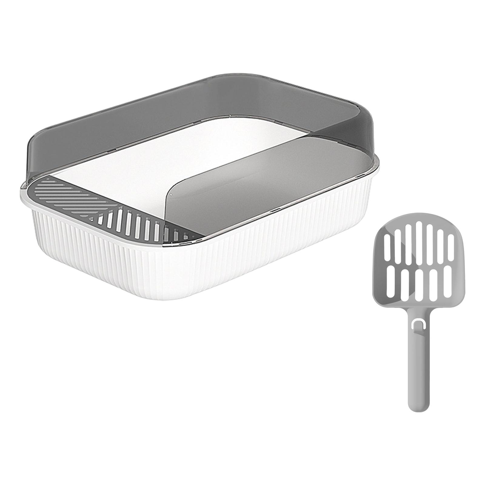 Magideal - Inodoro Con Bandeja De Arena Para Mascotas Superior Abierta, Fácil De Limpiar, Antiadherente De Baño Profundo Con Recipiente Para Cuchara, , Blanco