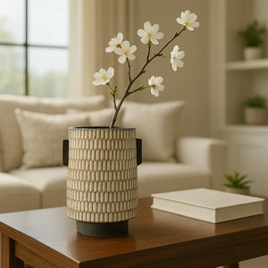 Estilodomus - Jarrón Decorativo De Cerámica Con Relieve Texturizado