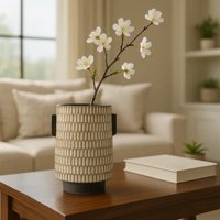 Estilodomus - Jarrón Decorativo De Cerámica Con Relieve Texturizado