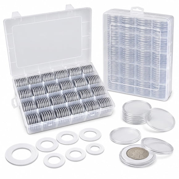 Cápsulas para Monedas FULLCASE 168 piezas 46 mm con Estuche de Almacenamiento