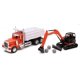 thumbnail image 1 of Modelo a escala de metal NewRay Peterbilt camión volquete y excavadora Kubota, 1 of 2