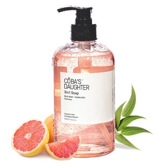 Jabón COBA'S DAUGHTER con cáscara de pomelo y eucalipto, 500 ml, 3 en 1