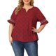 thumbnail image 1 of Agnes Orinda Blusas de Tallas Grandes para Mujer con Puntos, Cuello en V, Volantes, Manga Corta, Primavera Verano, Estilo Bohemio, Talla 2X, Rojo, 1 of 8