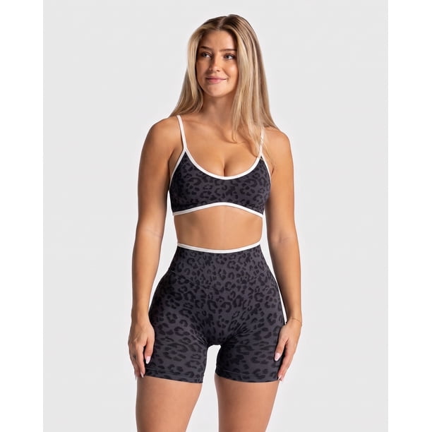 Set Deportivo Mujer Animal Print Short Tiro Alto Y Top