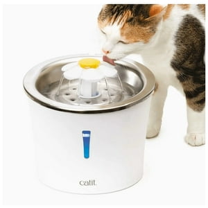 Bebedero De Agua Flower Fountain 3 Litros Acero Inoxidable Gato Catit