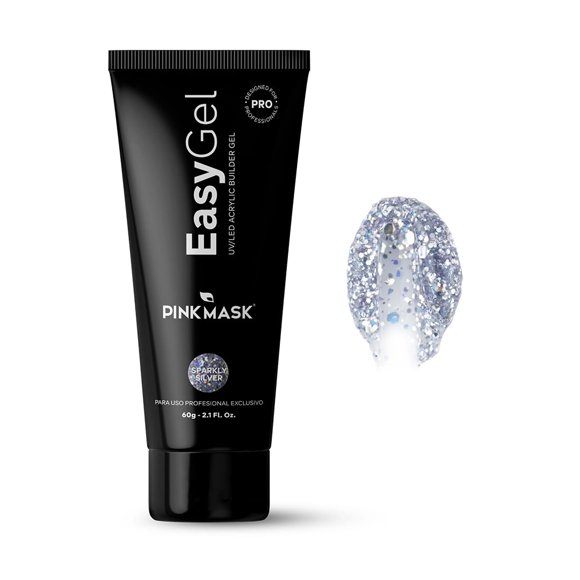 Gel para extensión de uñas PINK MASK Easy Gel Sparkly Silver 60 mL