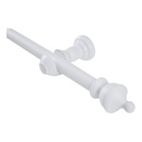 Metalhsa - Set Barra Para Cortina Simple 25 Mm De Madera 2,00 Mt Color Blanco Terminal King