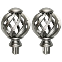 Magideal - Terminaciones De Repuesto Para Barras De Cortina De 3/4 Pulgadas De Diámetro, Terminaciones De Barra De Cortinas Decorativas Para El Hogar, Juego De 2 , Plata Ahueca Hacia Fuera 8.5X5.5Cm