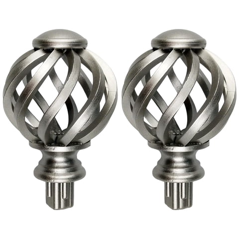 Magideal - Terminaciones De Repuesto Para Barras De Cortina De 3/4 Pulgadas De Diámetro, Terminaciones De Barra De Cortinas Decorativas Para El Hogar, Juego De 2 , Plata Ahueca Hacia Fuera 8.5X5.5Cm