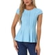 thumbnail image 1 of INSPIRE CHIC Blusas de Color Sólido con Peplum y Mangas Cortas para Mujer, Cuello Redondo, Azul Claro, 1 of 6