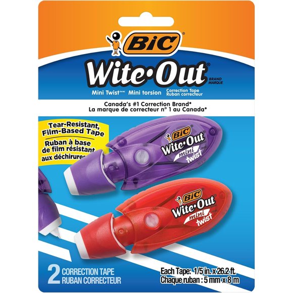 BIC Wite-Out Mini Twist Correction Tape, No Dry Time, Tear-Resistant
