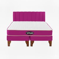 Vitelio - Cama 2 Plazas Modular Europea Fucsia + Colchón Ortopédic